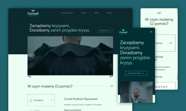 kancelarie-conseil.pl - rebranding, przebudowa oferty i nowa strona www kancelarii prawnej dla biznesu