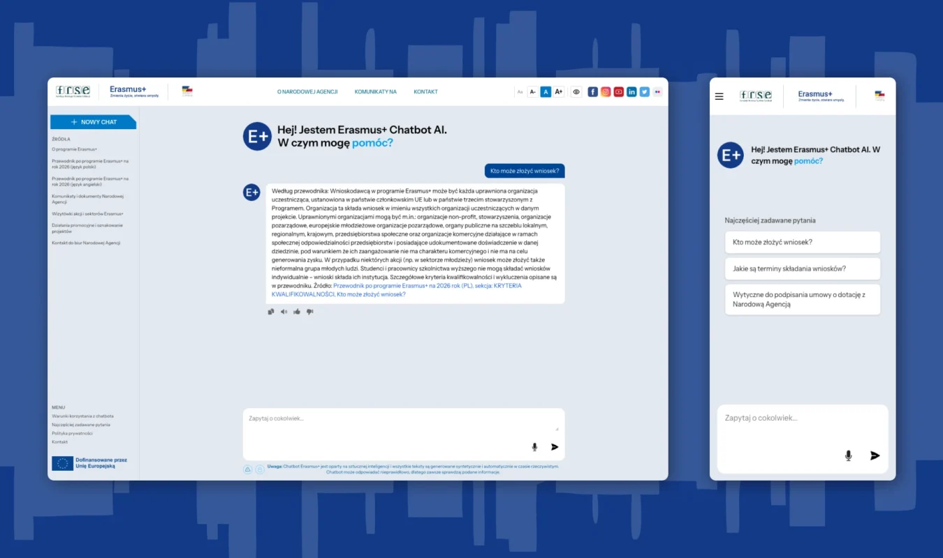 Projekt chatbota na stronie FRSE odpowiadającego na pytania dotyczące programu Erasmus+